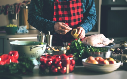 Person cooking food for holiday meals