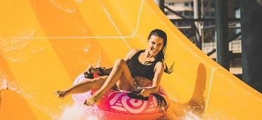 Woman on waterslide