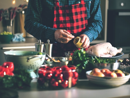 Person cooking food for holiday meals